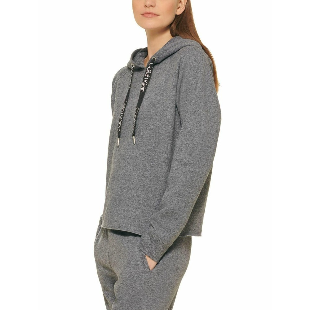 CALVIN KLEIN women jacket hoodie CJMT8785 B4R grey cotton blend sz L $59.50